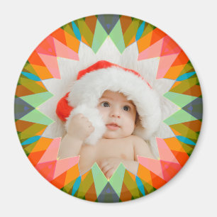 Anpassad Rosa Grön Julstjärna Foto Magnet Gåva