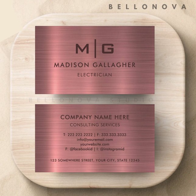 Anpassad Rosa Lila Metall Stil Professionell Visitkort (Custom Pink Purple Metal Style Professional Business Card)
