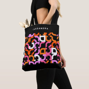 Anpassad Rosa Lila Orange Svart Retro Art Mönster Tygkasse