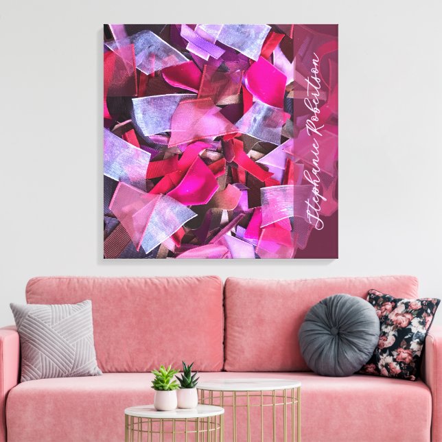 Anpassad Rosa Lila Röd Abstrakt 3D-Effekt Maximal Canvastryck (Insitu (Vardagsrum))