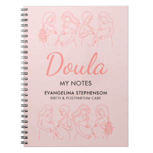 Anpassad Rosa Linje Konst Födelse Postpartum Doula Anteckningsbok