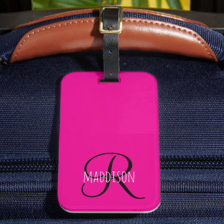 Anpassad rosa monogram bagagebricka