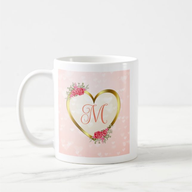 Anpassad Rosa och Gyllene Hjarta Kaffemugg (Vänster)