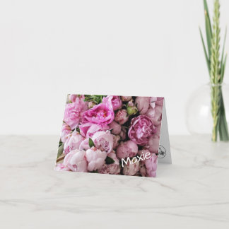 Anpassad Rosa Peony Blommig Design Tack Kort