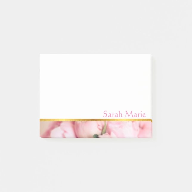 Anpassad Rosa Peony Post-it Notes (Framsida)