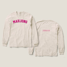Anpassad Rosa Preppy Varsity Mahjong Grafisk T Shirt