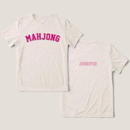 Anpassad Rosa Preppy Varsity Mahjong Grafisk T Shirt