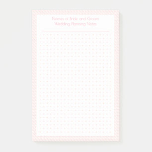 Anpassad rosa prickrutig bröllopsplaneringsbok post-it block