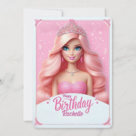 Anpassad Rosa Prinsessa Grattis på födelsedagen Inbjudningar