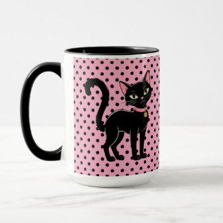 Anpassad Rosa Retro Svart Katt Mugg
