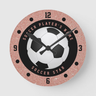 Anpassad Rosa Rosa Guld Flickor Fotboll Fotboll Rund Klocka