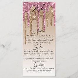 Anpassad Rosa Roséguld Glitter Dropp Elegant Midda Meny