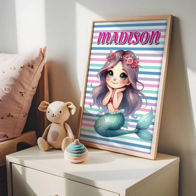 Anpassad rosa sjöjungfru randigt mönster  poster (Skapare uppladdad)