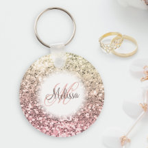 Anpassad  Rosa Söt Glitter Monogram Namn