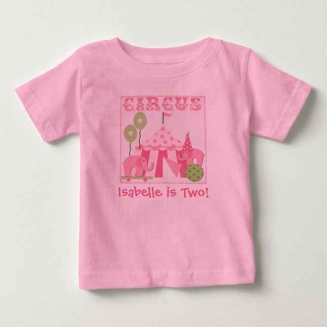 Anpassad Rosa Stega Höger upp Circus Tshirt Tee (Framsida)