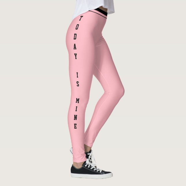 Anpassad Rosa Svart Kakfrost Monogram Födelsedagst Leggings (Höger)