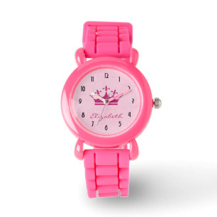 Anpassad Rosa Tiara med Polka dots Armbandsur