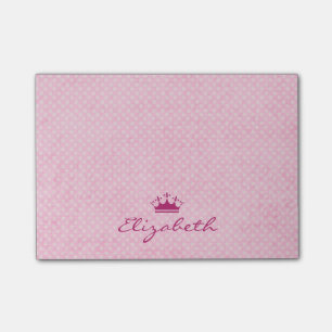Anpassad Rosa Tiara ona Polka Dot Mönster Post-it Block