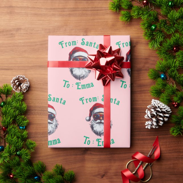 Anpassad Rosa Tomte Namn Present Wrap, Från Tomten Presentpapper (Julgåva)