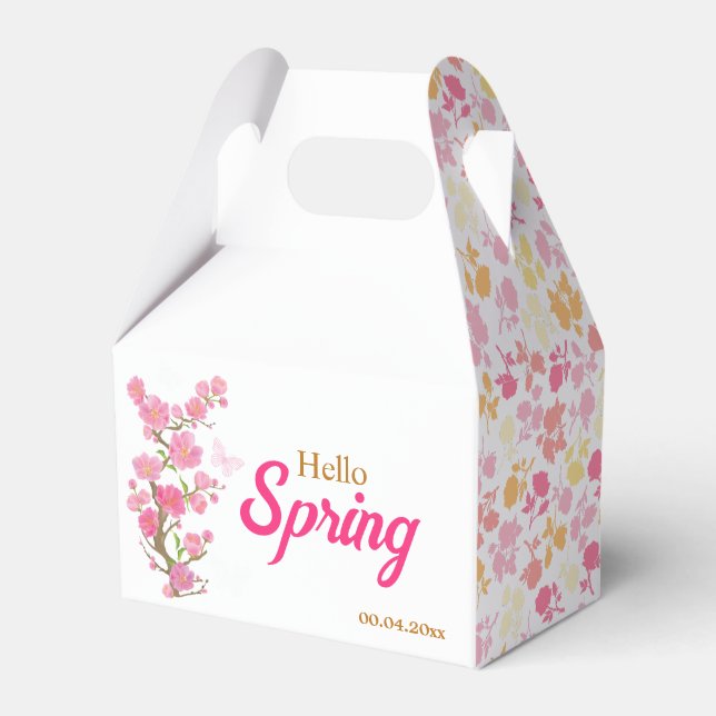 Anpassad rosa vårblommor presentförpackning presentaskar (Framsidan Sidan)
