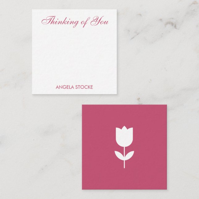 Anpassad Rosa Vit Blomma Anteckningskort (Fram/baksida)