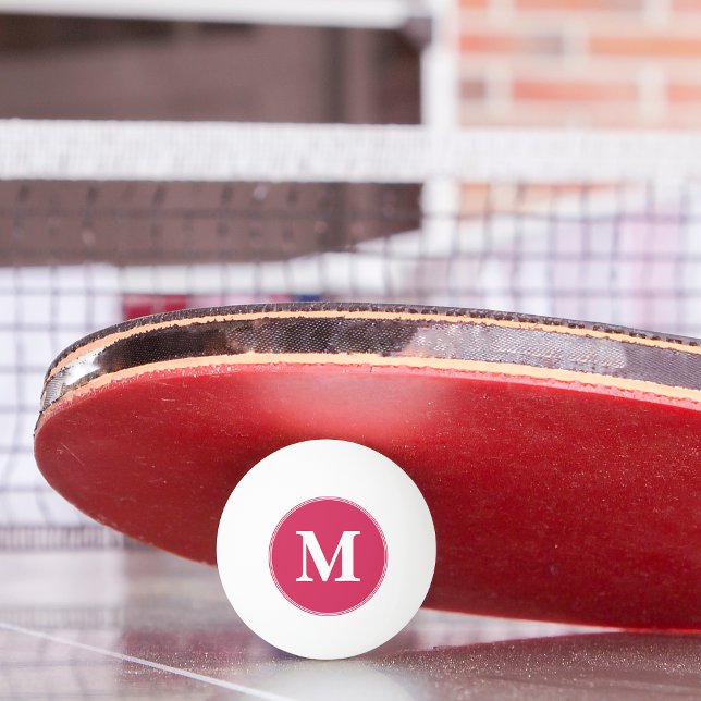 Anpassad Rosa Vit Monogrammerad Bordtennis Öl Pingisboll (Custom Pink White Monogrammed Table Tennis Beer Ping Pong Ball)