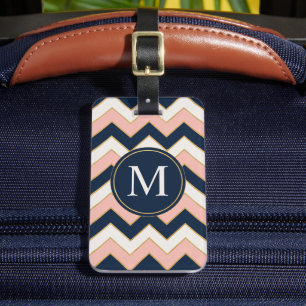 Anpassad Rosa Vit Mörk Navyblå Chevron Mönster Bagagebricka