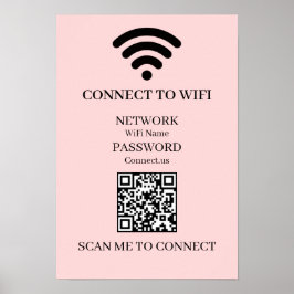 Anpassad Rosa WiFi QR | Enkel Nätverksvisning Poster