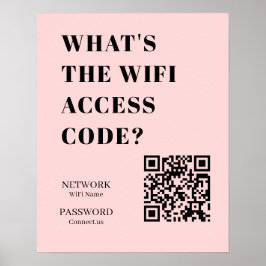 Anpassad Rosa WiFi QR | Personlig Lösenord Poster