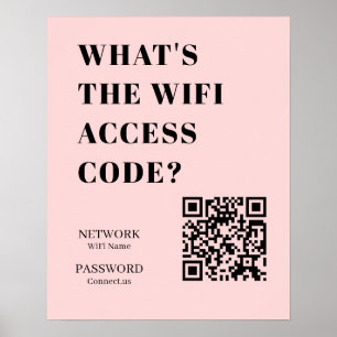 Anpassad Rosa WiFi QR Personlig Lösenord Poster