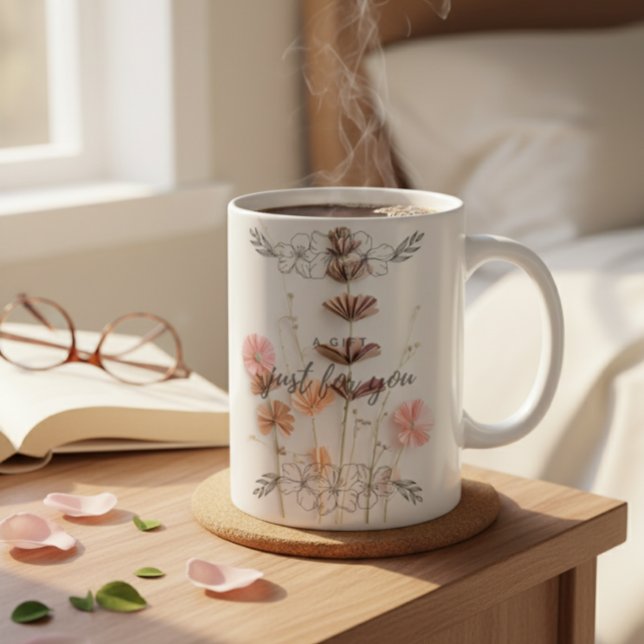 Anpassad rosablommande "EN PRESENT BARA FÖR DIG"  Kaffemugg (Skapare uppladdad)