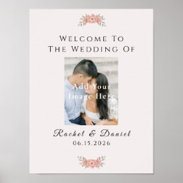 Anpassad rosabruden trädgårdsblomma bröllop välkom poster