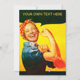 Anpassad Rosie the Riveter vintage ansikte i hål Inbjudningar