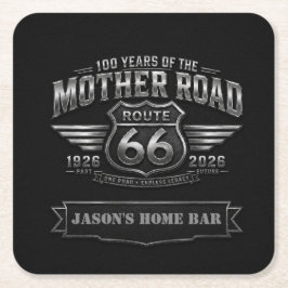 Anpassad Route 66 Centennial Hem Bar Krommärke Underlägg Papper Kvadrat