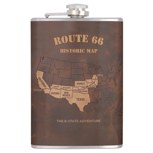 Anpassad Route 66 Centennial Kartor Resa Fickplunta (Framsidan)