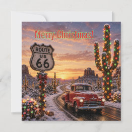 Anpassad Route 66 Jul Röd Pickup Kaktus Ljus