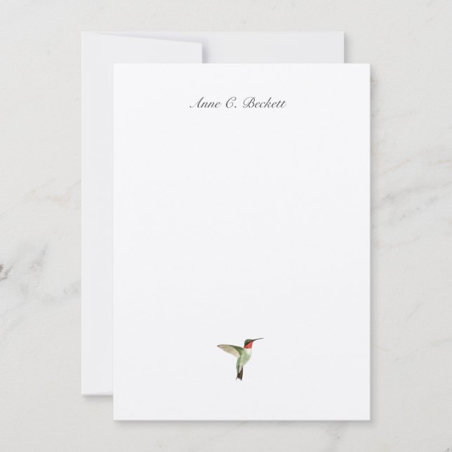 Anpassad Ruby-throated Hummingbird Noteskort Anteckningskort (Framsida)