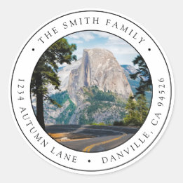 Anpassad rund foto returadressetikett | Yosemite Runt Klistermärke