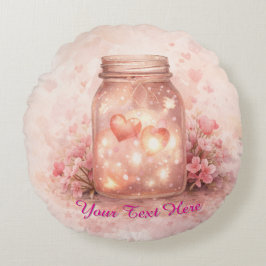 Anpassad rund kudde med hjärtburk