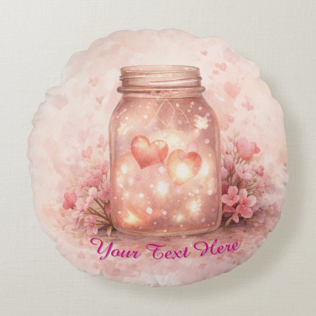 Anpassad rund kudde med hjärtburk (Framsidan)