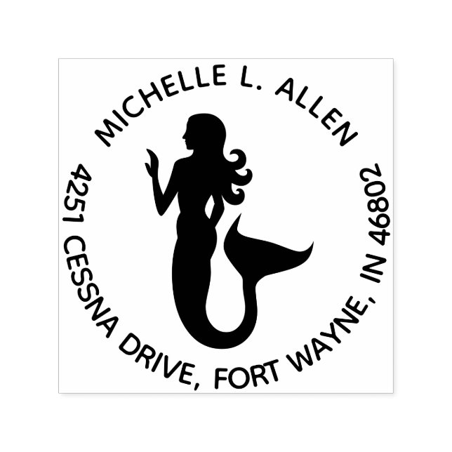 Anpassad rund returadress Mermaid stämpel (Design)