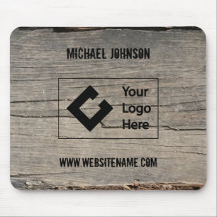 Anpassad Rustic Wood Struktur Business med Logotyp Musmatta
