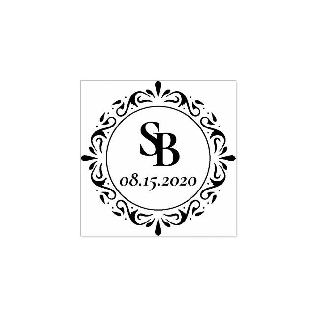 Anpassad Rustik Bröllopsmonogram Stämpel (Tryck)