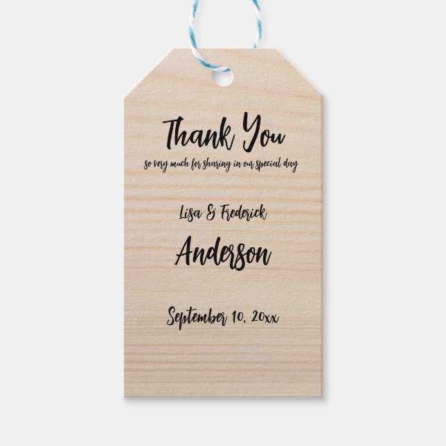 Anpassad Rustik Trä Tack från Par   Presentetikett (Framsidan)