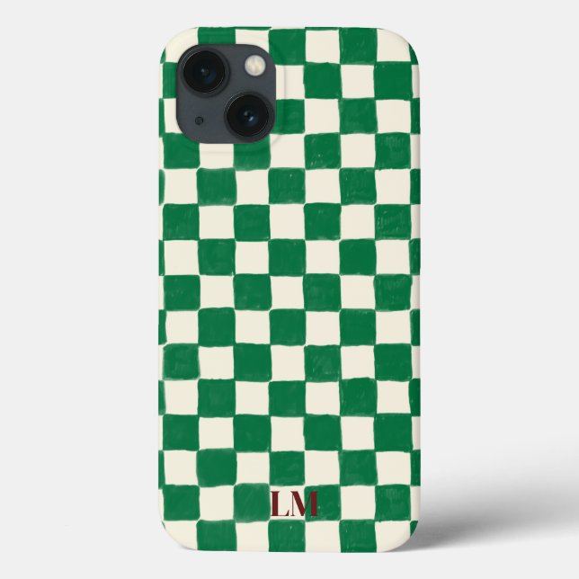 Anpassad rutig grön telefonfodral (Baksida)
