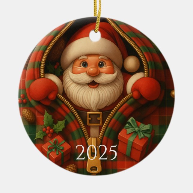Anpassad Rutig Tomte Juldesign Julgransprydnad Keramik (Framsidan)