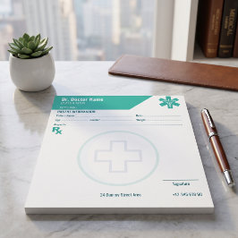 Anpassad RX-Block Teal Läkare Recept Medicinsk Anteckningsblock