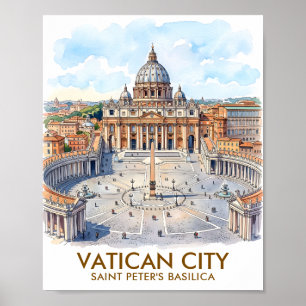 Anpassad S:t Petersbasilikan Vatikanstaten Akvarel Poster