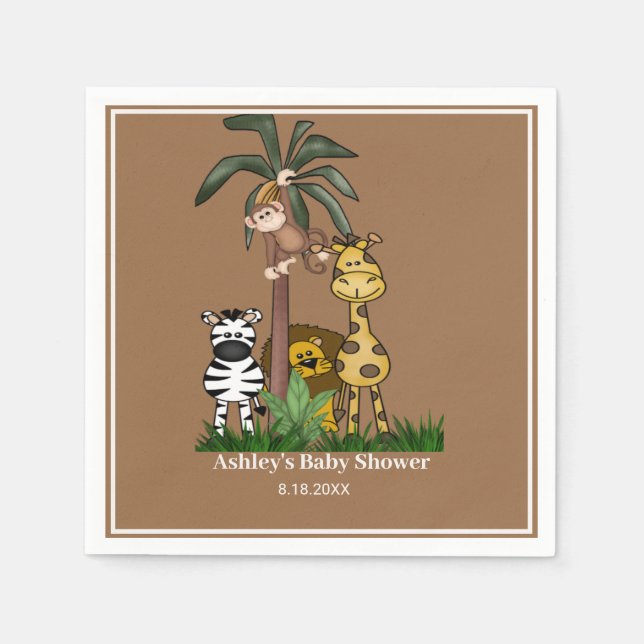 Anpassad Safari Jungle Baby Shower Pappersservett (Framsidan)
