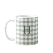 Anpassad Sage Olivgrön Rutig Modern Monogram